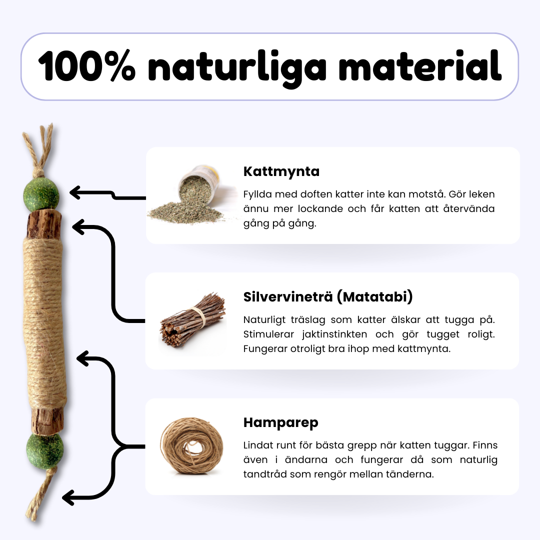 HappyTeeth - Tandrengörings-leksak med kattmynta och silvervine (4-pack)