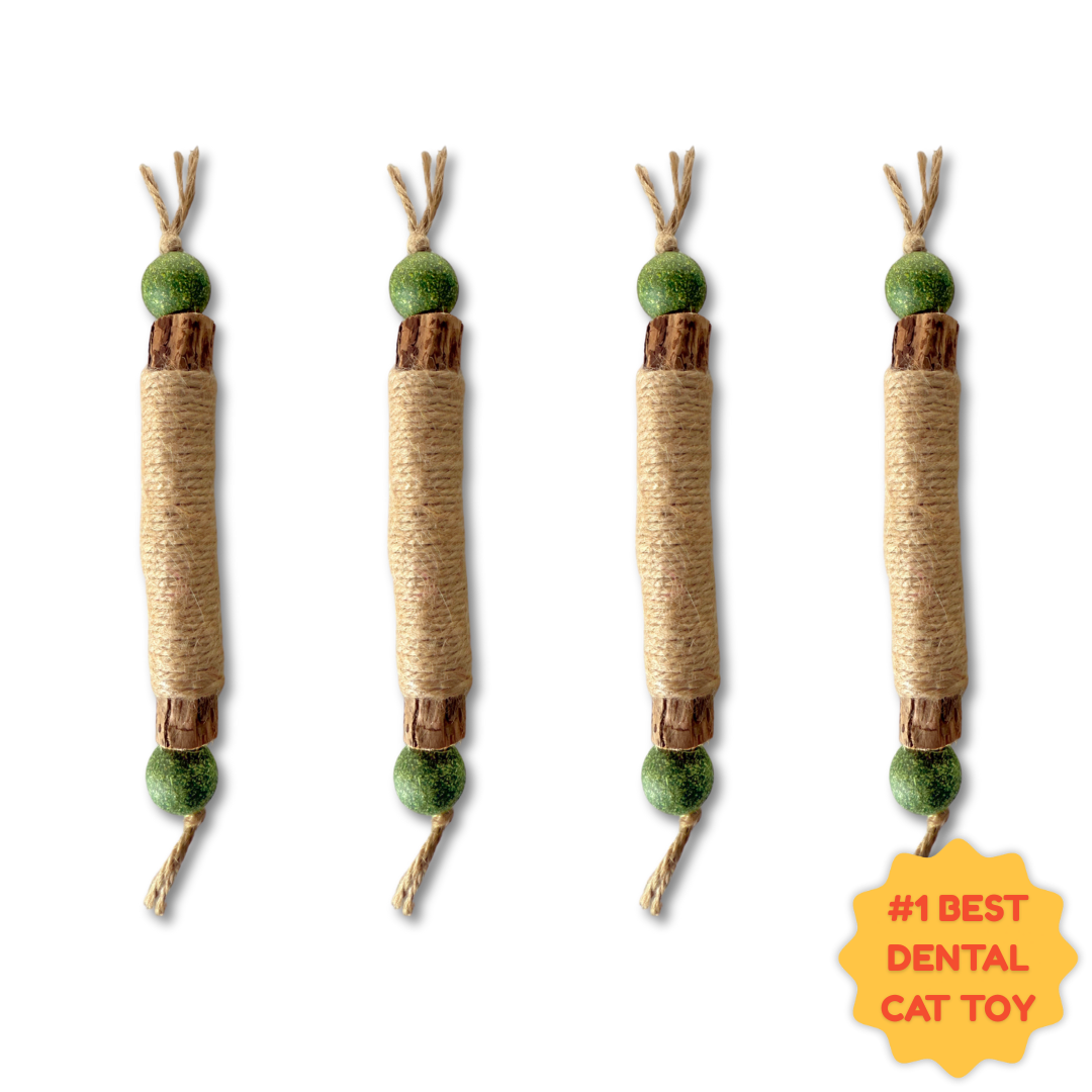 HappyTeeth - Tandrengörings-leksak med kattmynta och silvervine (4-pack)